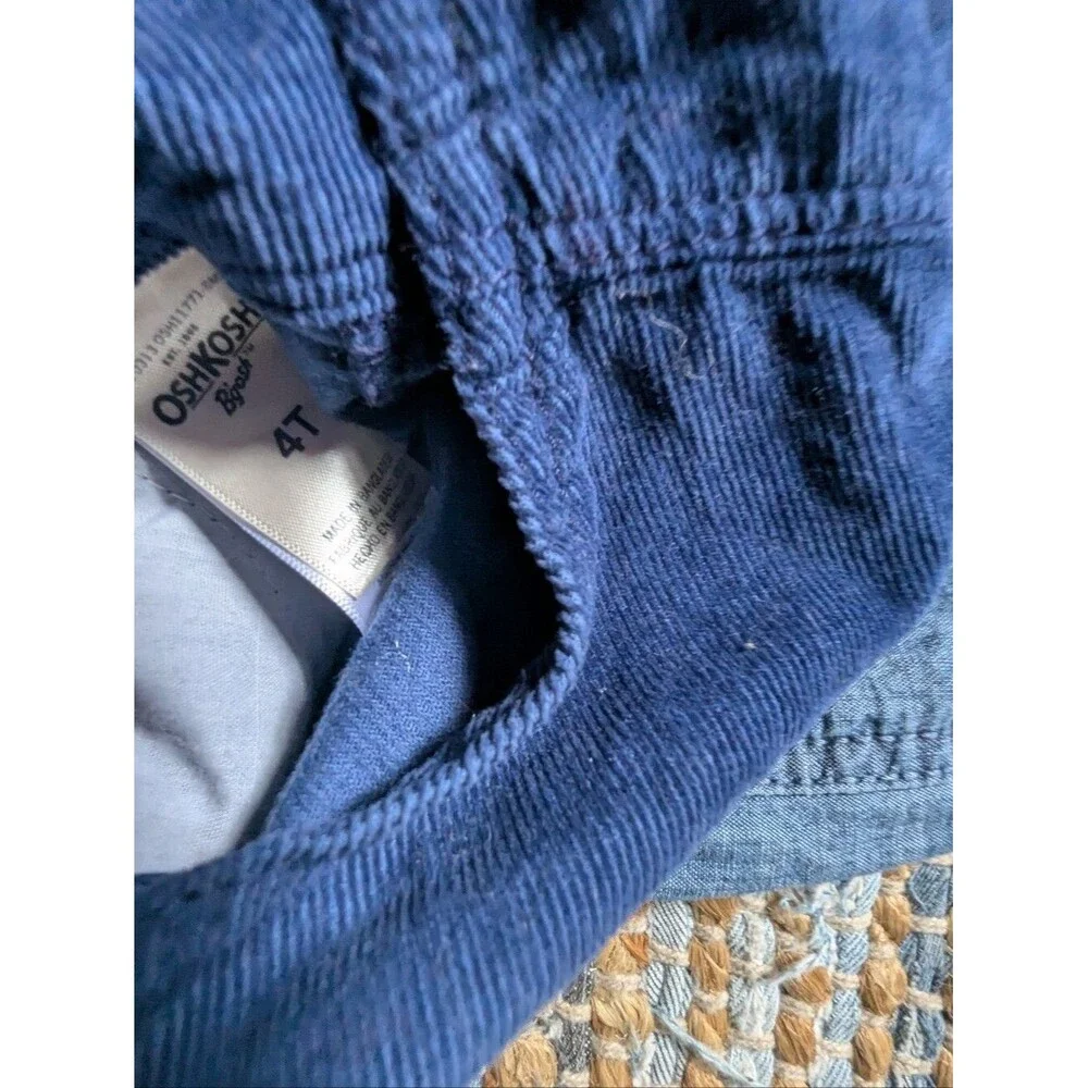 OshKosh Blue Gray Dinosaur Chambray Overalls 4T Girls Corduroy Overalls Lot of 2